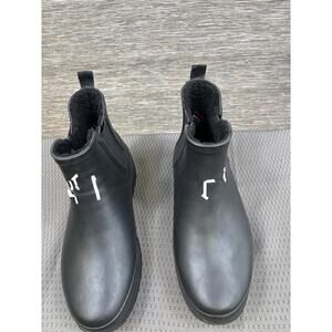 Chooka Boots Womens Size 10 EU 42 Black Lined Rainboot Ankle Waterproof Faux Fur